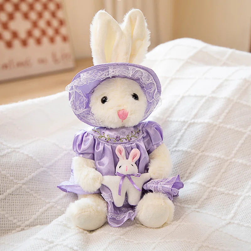 25/40cm Lovely Teddy Bear Bunny Wearing NightdressPlush Toys Stuffed Dolls For Baby Girls Children Girl Birthday Xmas Present