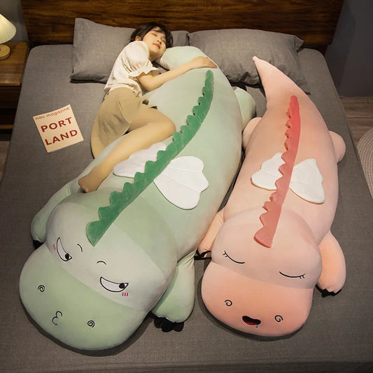 Big Size 100/140CM Kawaii Dinosaur Plush Toy Long Sleep Pillow Stuffed Soft Cartoon Animal Dinosaur Doll for Kids Birthday Gift