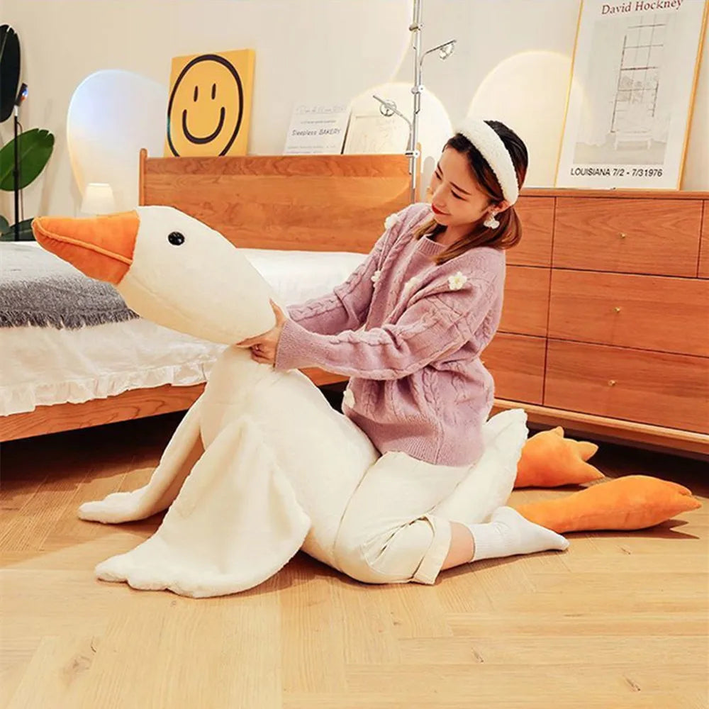 Giant Long Plush White Goose Toy Stuffed Lifelike Big Wings Duck Hug Massage Throw Pillow Boyfriend Cushion For Girl