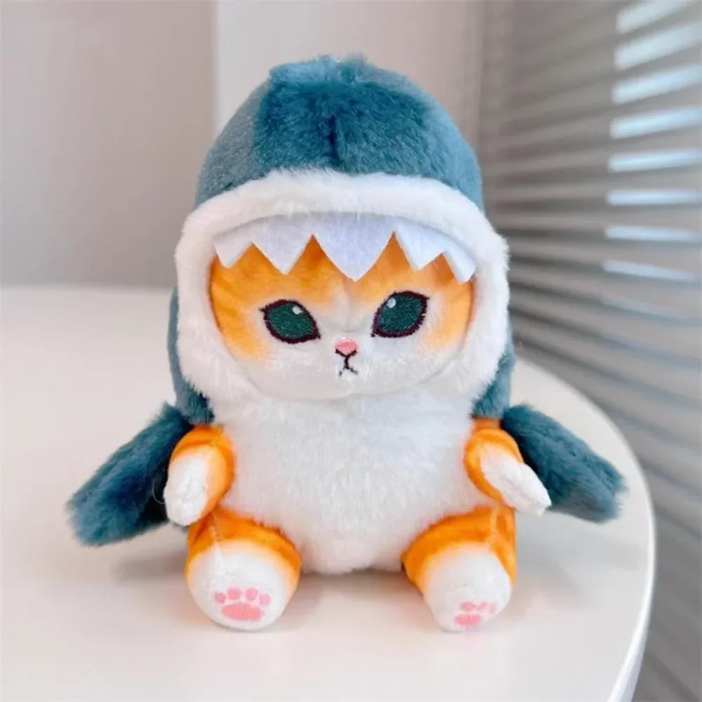 12cm Hot Cute Shark Cat Fried Shrimp Cat Plush Doll Pendant Doll Beautiful Room Car Bag Decoration Pendant Opening Holiday Gift