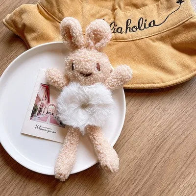 Cartoon Plush Rabbit Hair Ring Simple Hair Rings Fur Round Hair Ring Children's Ball Hair Accessories