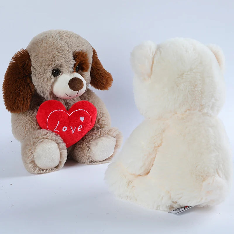 30CM Cute Heart Bear Dog Plush Toys Red Heart Print Love Creative Animal Stuffed Doll For Lovers Valentine's Day Gift