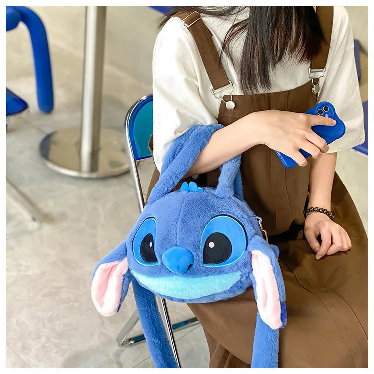 Disney New Lilo & Stitch Plush Toys Kawaii Plush Messenger Bag Girl Handbag Anime Stuffed Toys Children Cartoon Plushie Soft Bag