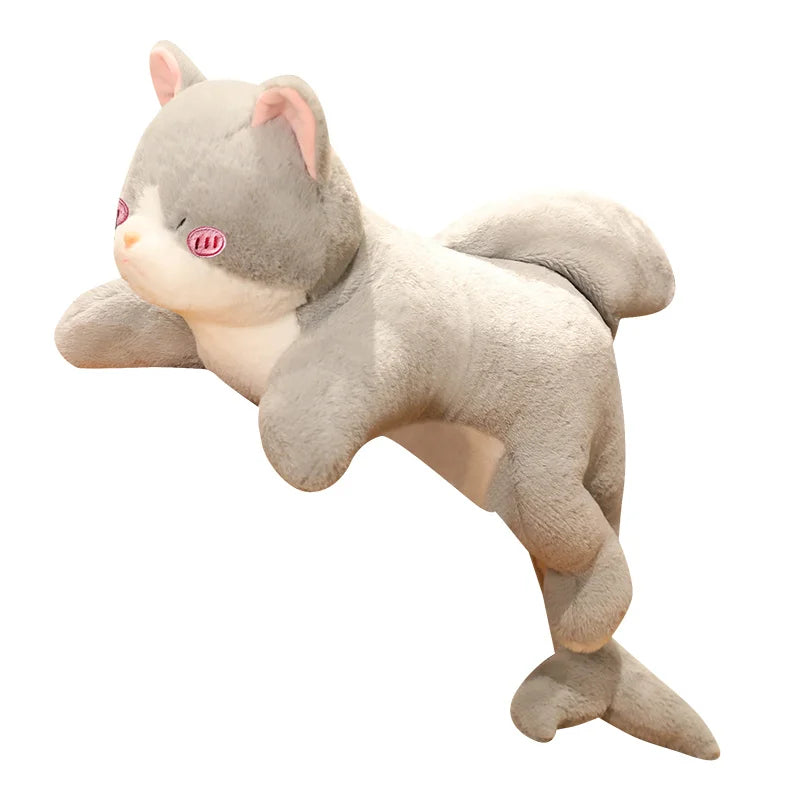 50-90CM Creative Plush Cat Toy Kawaii Cartoon Shark Cat Body Soft Doll Kids Toys Shark Pillow Cushion Birthday Gift for Children