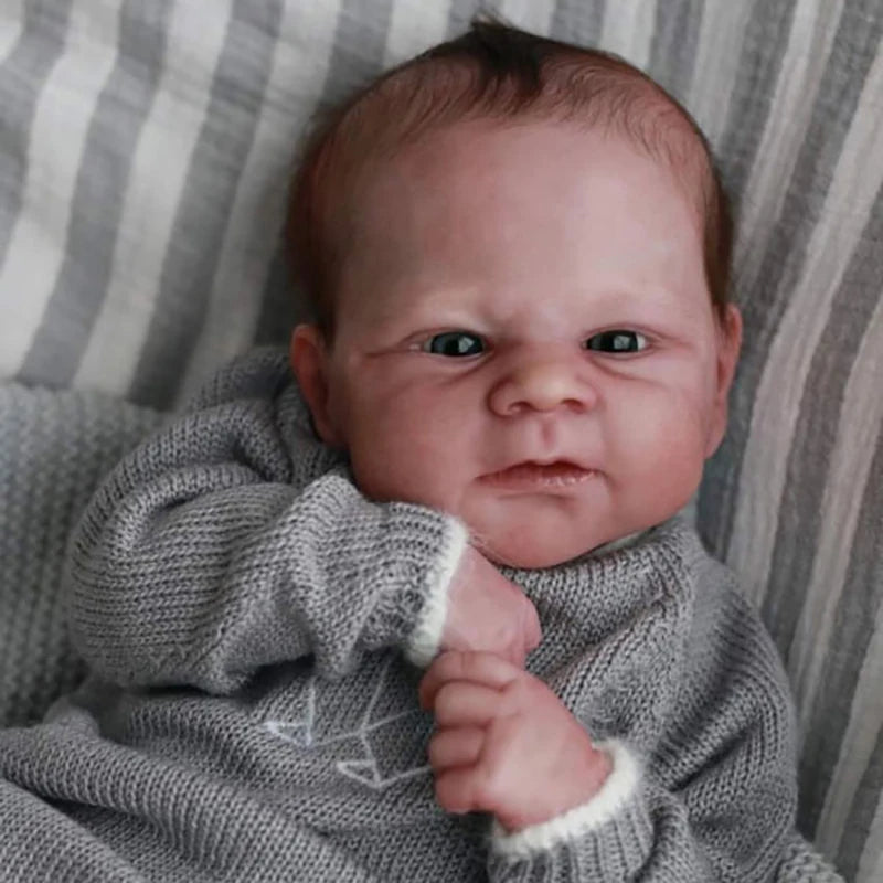 18inch Already Painted Reborn Doll Parts Elijah Lifelike Baby 3D Painted Skin with Visible Veins Cloth Body Included