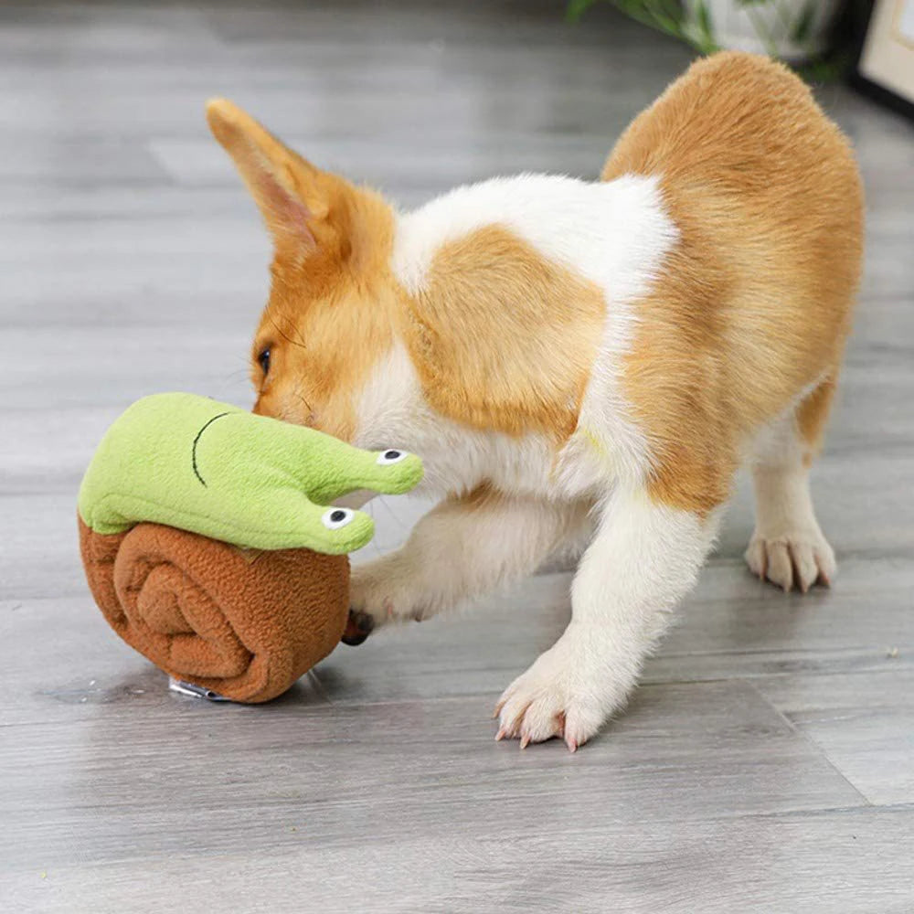 1PC Pet Sound Toy Dog Hide Food Smell Snail Plush Grinding Teeth Education Sound Interactive Toy Pet Supplies