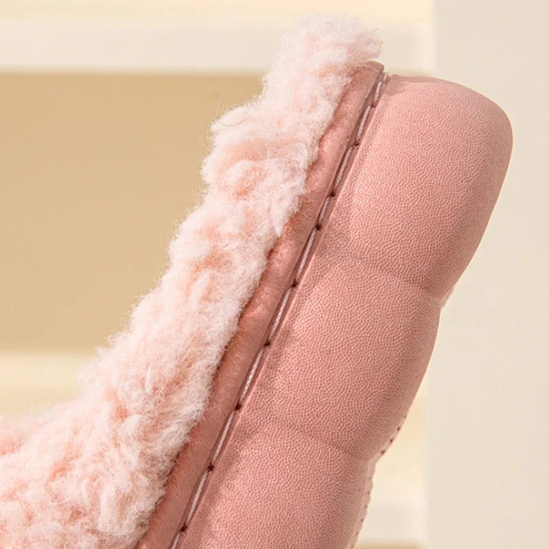 Thick Sole Home Indoor Outside Men And Women Couples Winter Household Warm Fluffy Slippers Fashion Plush Cotton Shoes Ladies