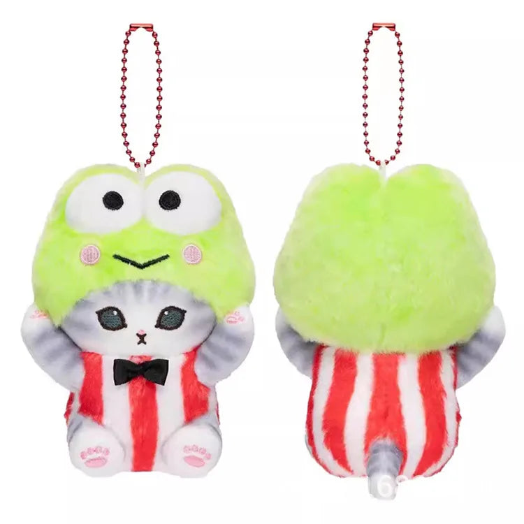 Kawaii Sanrio Plush Keychain Pendant Cartoon Mofusand Shark Cat Cross-Dressing Hello Kitty Kuromi doll stuff Backpack Decor Toys