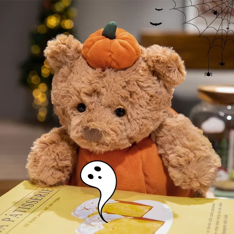 30cm Cute Creative Bear Pumpkin Wearing Suit Can Take Off Stuffed Lovely Bear Halloween Celebration Birthday Holiday Gift