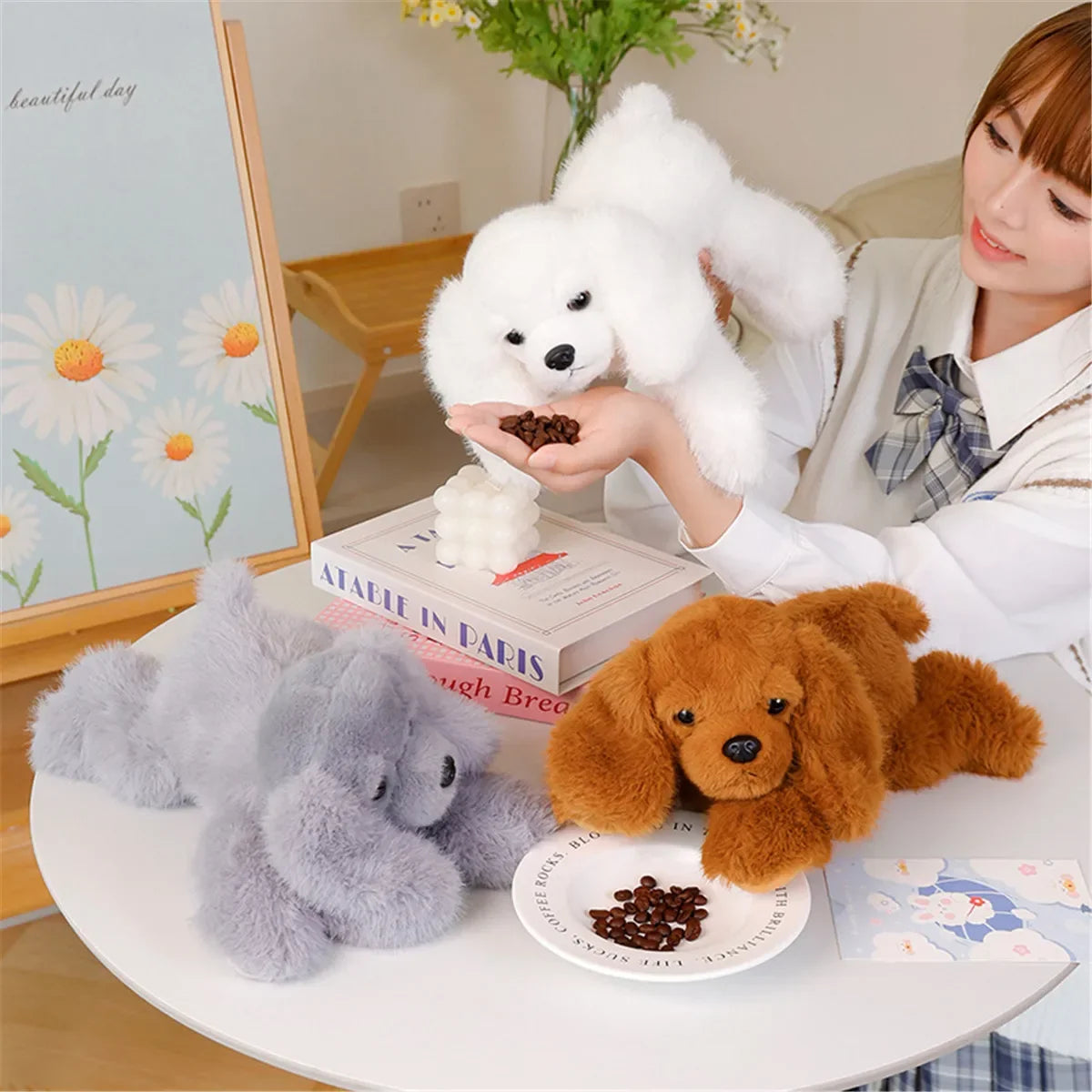 30cm Creative Realistic  Dog Lucky Simulation Dog Poodle Plush Toys Handmade Realistic Figure Toy Plush Stuffed Animals