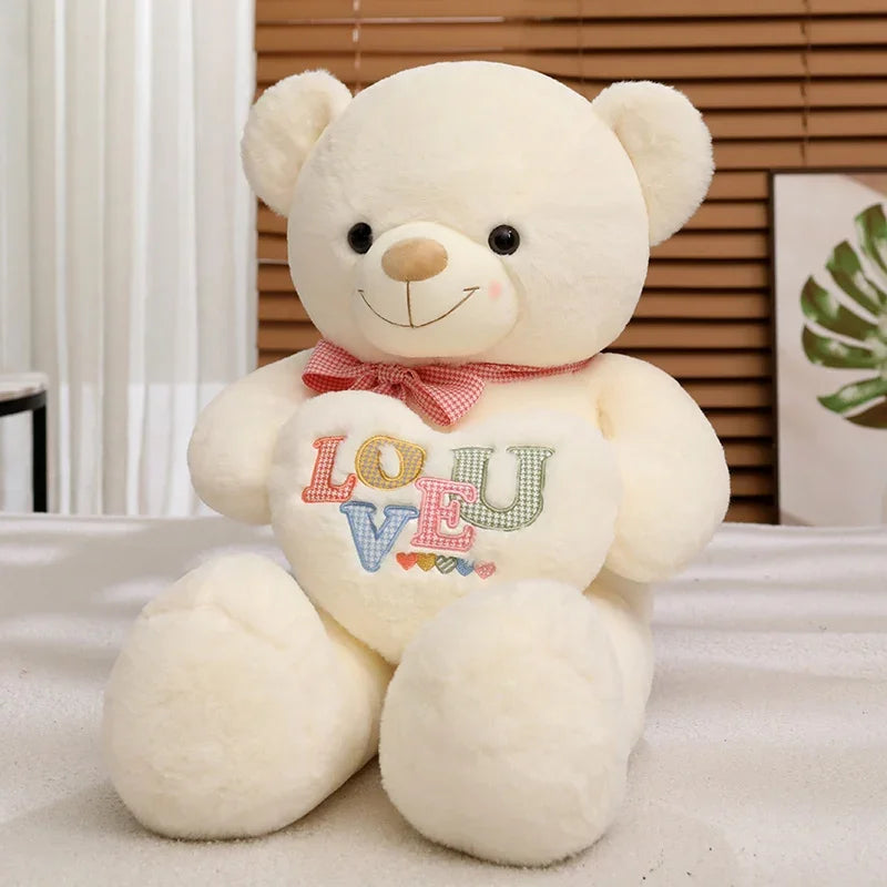 New Flower Silk Ribbon Love Bear Plush Toys Stuffed Cute Bear Doll Boys&Girls Valentine's Gift Kids Baby Christmas