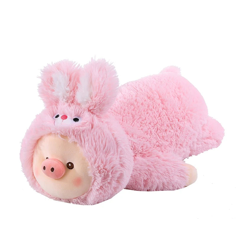 Cute Animal Pig Plush Toys Soft Stuffed Pig Cartoon Turn Into Dinosaur Rabbit Doll Sofs Home Decor Sleeping Pillow Birthday Gift