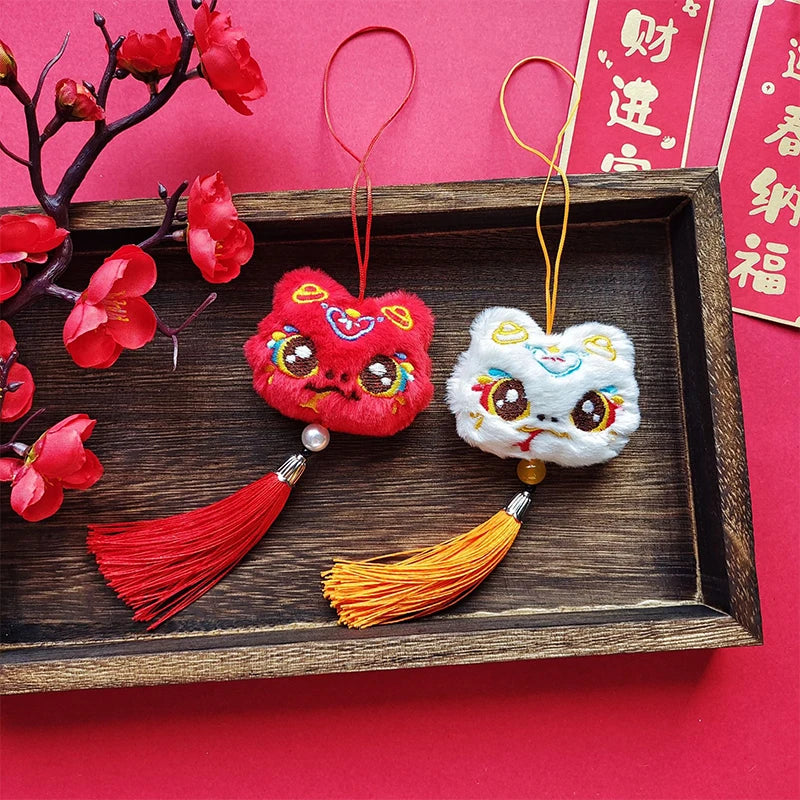 1PCS Chinese Style Festive Plush Lion Dance Tassel Pendant Luggage Hanging Decoration Bag Pendant Accessories