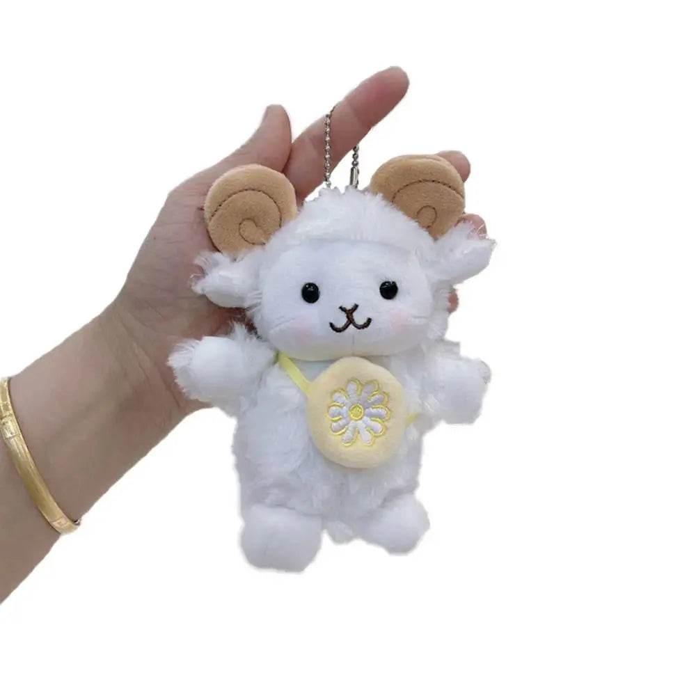 New White Cartoon Sheep Plush Doll Cute Bag Ornament Keychain Pendant Universal Car Decoration Hanging Pendant Universal