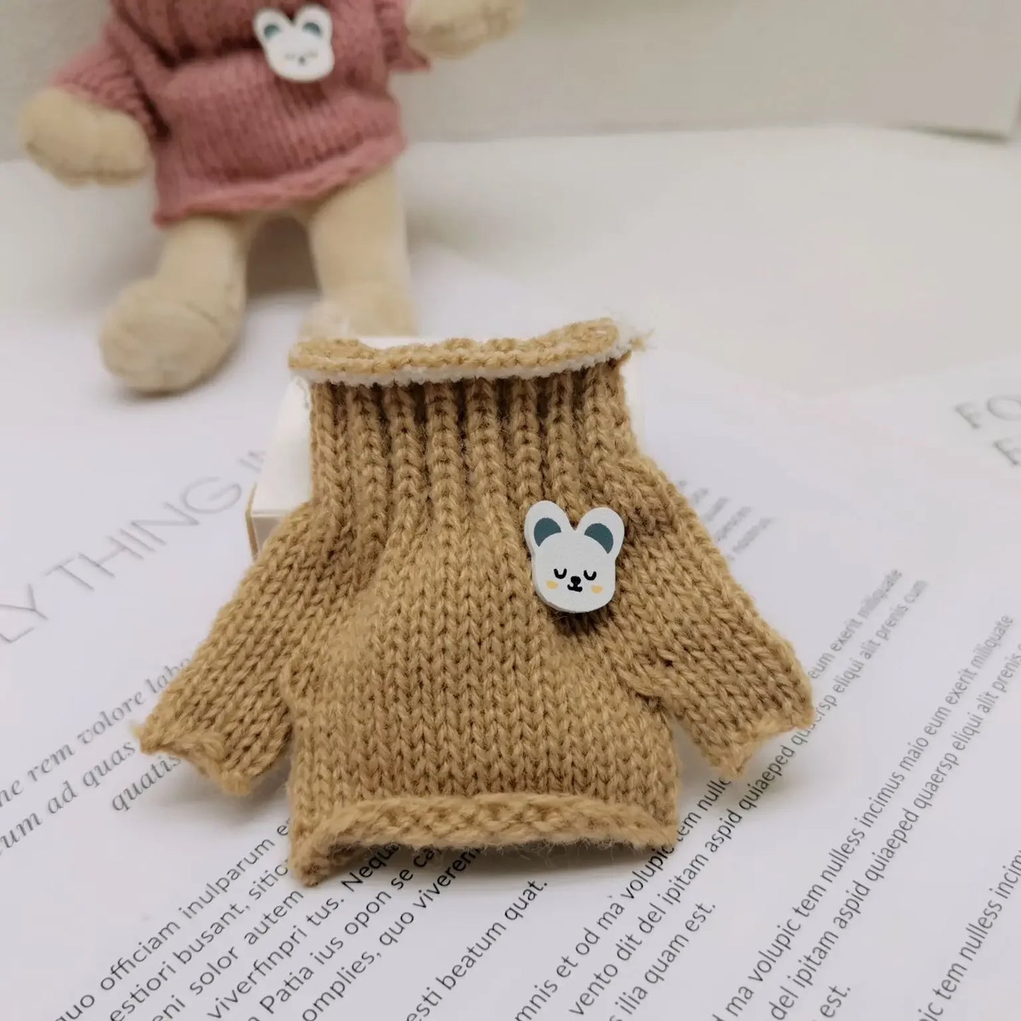 Mini Doll'S Clothes Outfit Accessories For Labubu and 10cm cotton doll sweater scarf hat set Clothing Christmas Gift