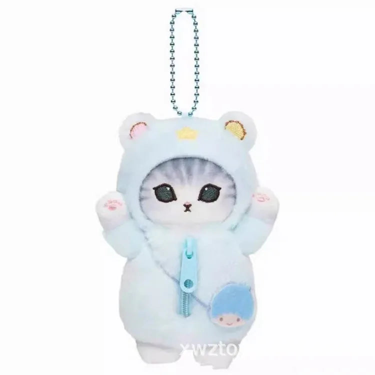 Kawaii Sanrio Plush Keychain Pendant Cartoon Mofusand Shark Cat Cross-Dressing Hello Kitty Kuromi doll stuff Backpack Decor Toys