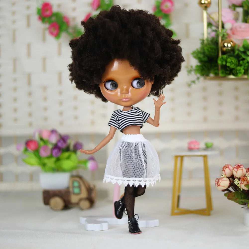 ICY DBS Blyth doll 1/6 bjd toy joint body dark skin afro hair 30cm doll  anime girls