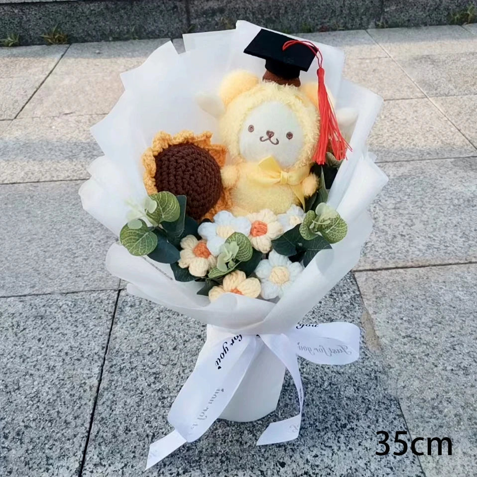 Graduation Hello Kitty Kuromi My Melody Cinnamoroll Plush Sunflower Bouquet Gift Valentine's Day Xmas Girl Friend  Gifts