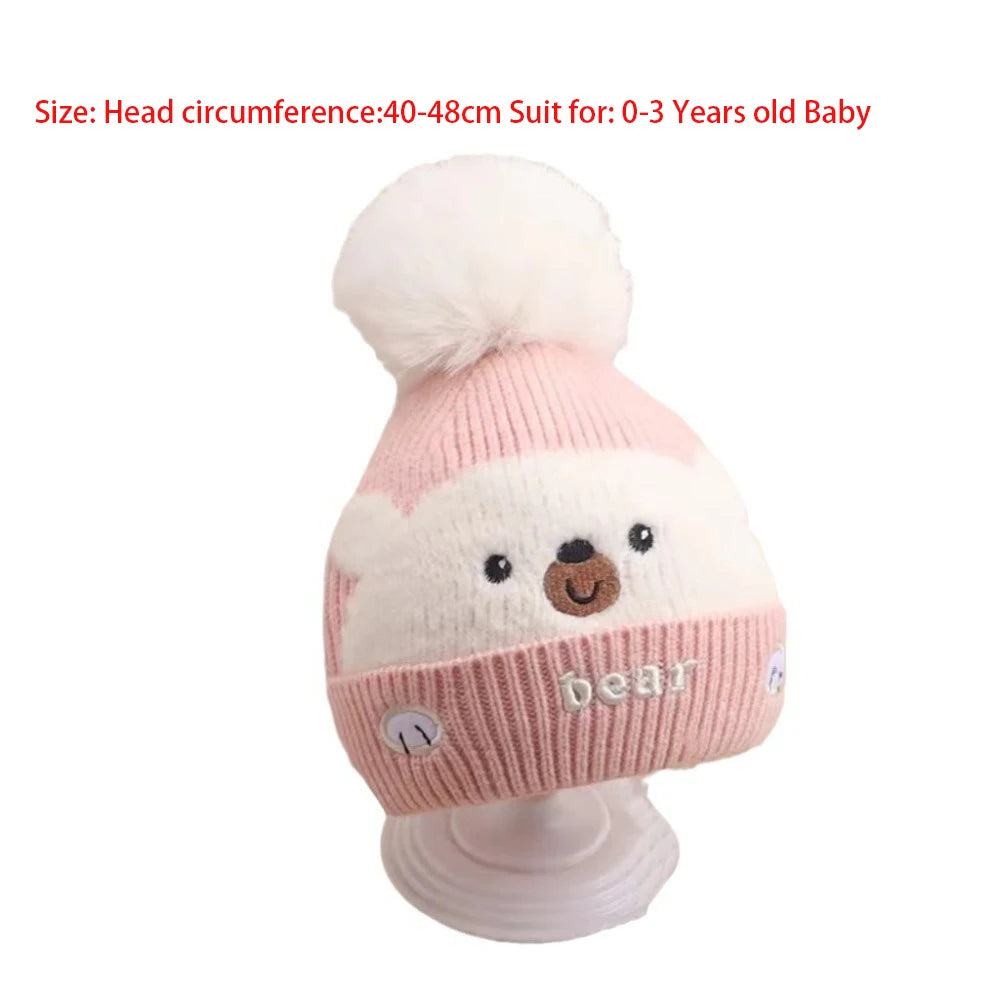 New Thickened Bonnet Caps Winter Warm Plush Pullover Hat Knitted Newborn Ear Protection Cap Autumn Winter