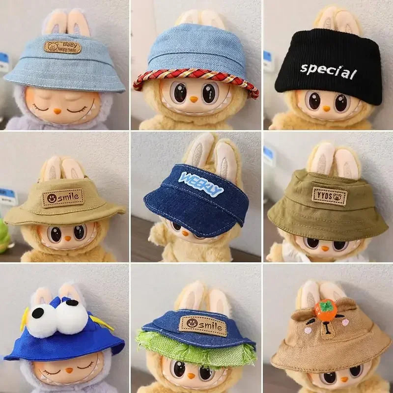 For 17cm LABUBU hat sit party macaron outfit doll bucket Hat Cute Doll Accessories Kids Girls Toys