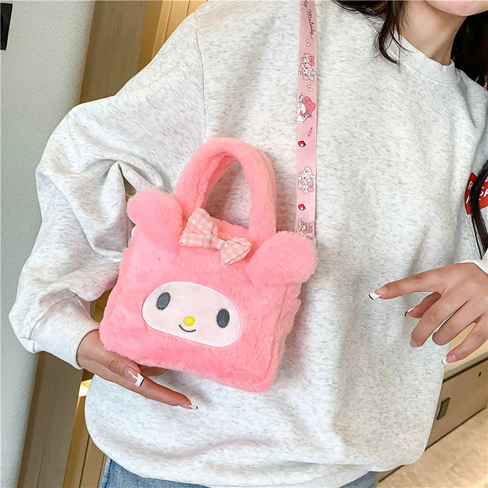 Sanrio Bag Kawaii Kuromi Cinnamoroll My Melody Cartoon Anime Plush Handbag Cosmetic Bag Travel Storage Bag Women Girl Gifts