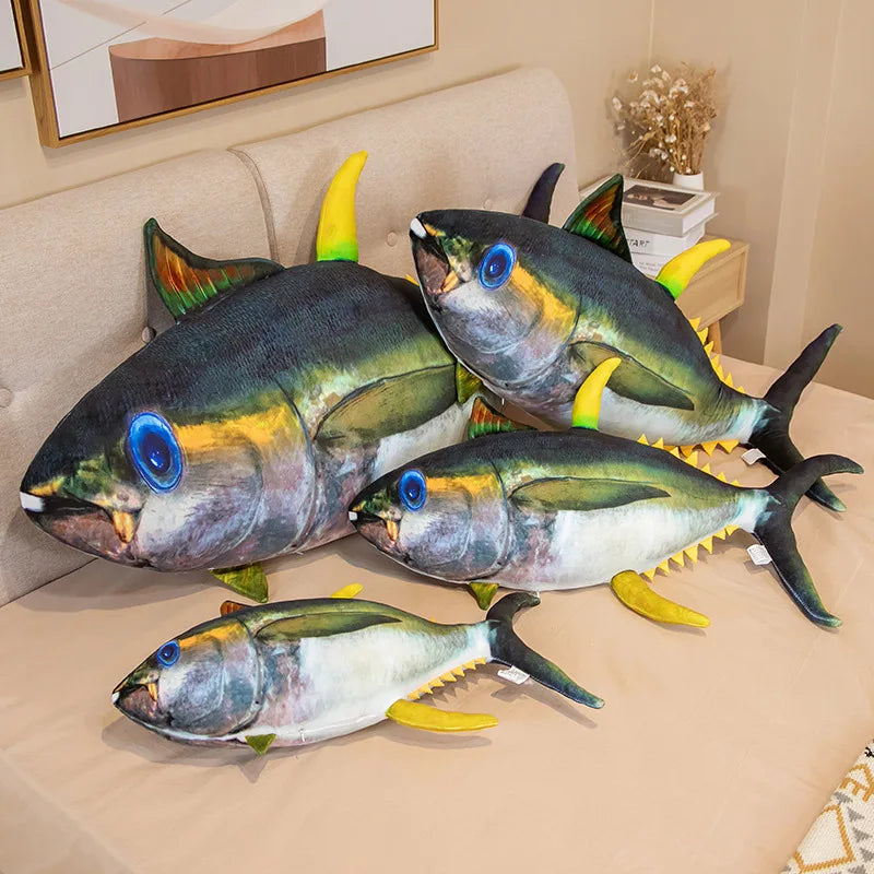 4 Size New Huge Simulation Sea Tuna Plush Toys Stuffed Soft Tynny Vivid Plush Pillow Fish Toys Creative Gifts Decoration