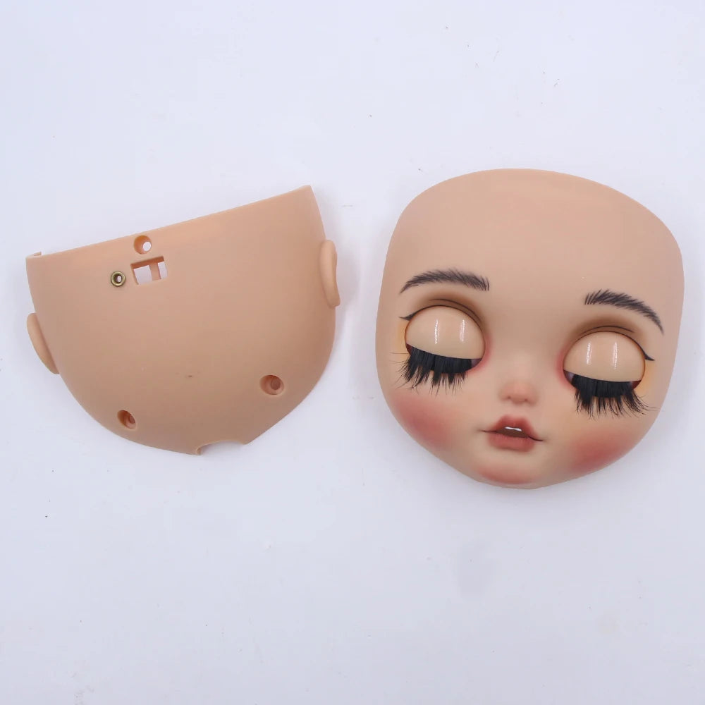 Blyth1/6 doll Hand-painted shell DIY frosted face lip carving eyebrows handmade Ears