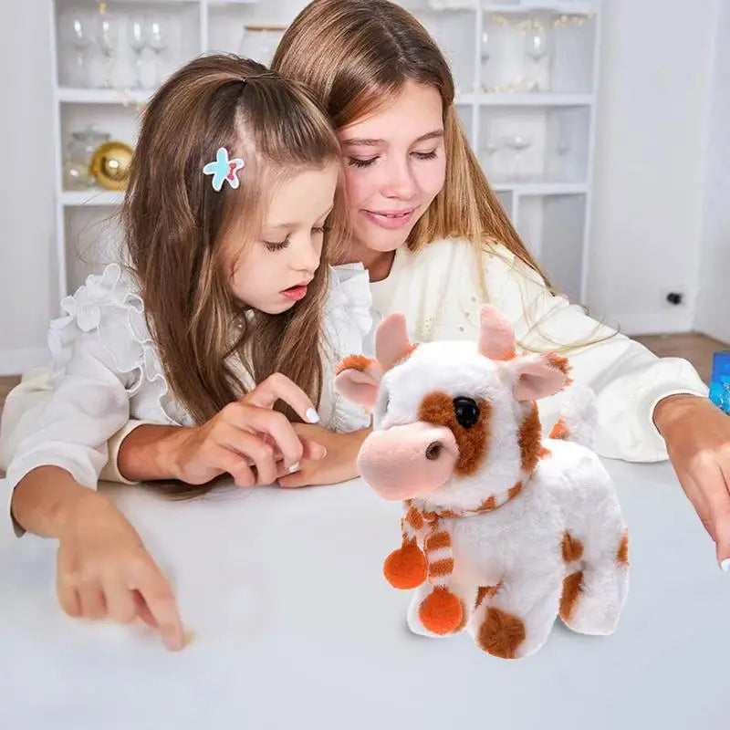 Toy Cows Electronic Pet Animal Plush Cow Battery Operated Cattle Toy With Sounds Learning And Educational Toy Interactive For