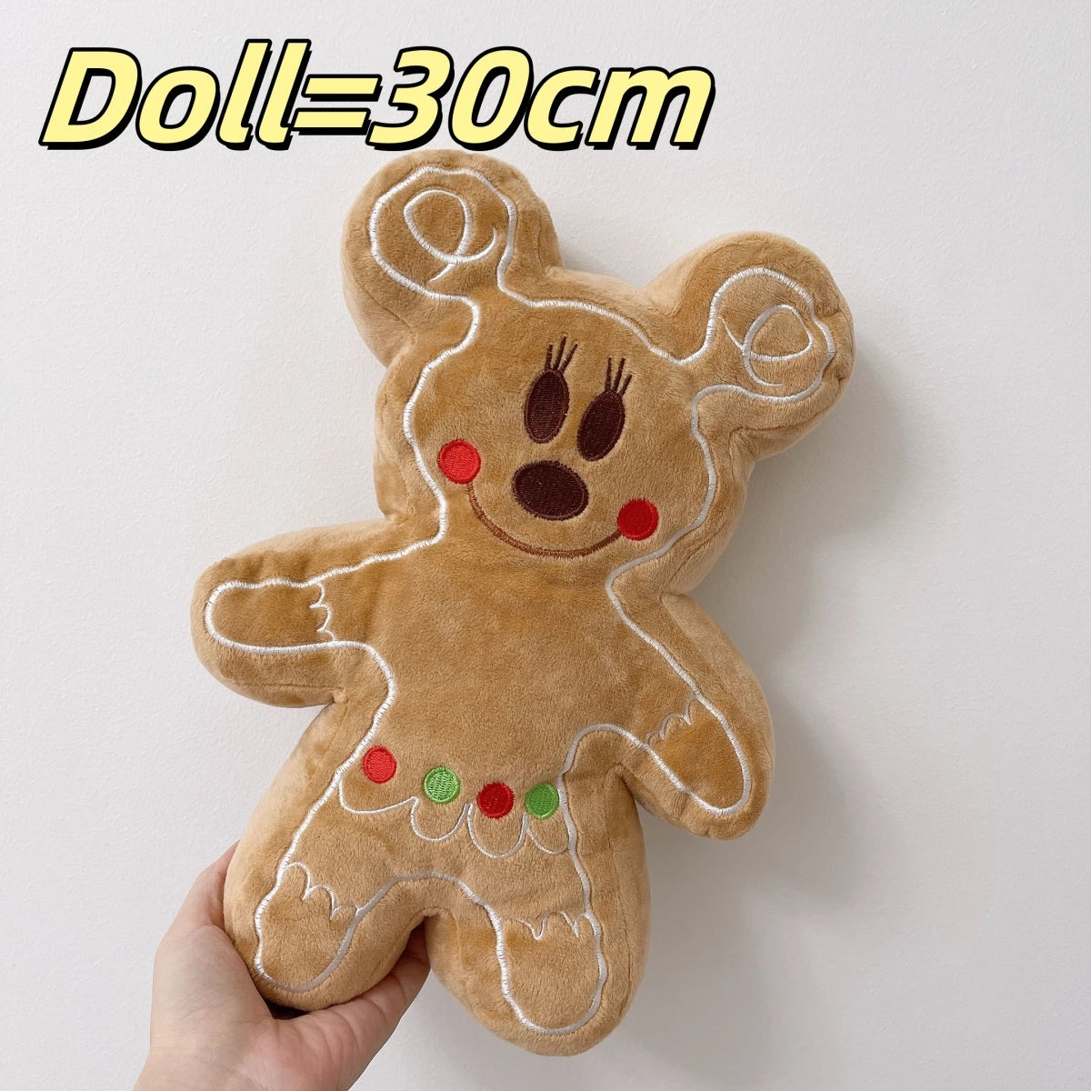 Gingerbread Man Mickey Minnie Plush Toy Bag Pendant Stuffed Anime Biscuit Plushies Cuddly Cookie Doll Home Decor Xmas Gifts