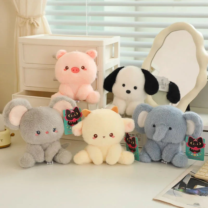 New Kawaii Soft Animal Series Plush Doll Pillow Elephant Pig Dog Sheep Mouse Monkey Cute Plush Toy Gift for Boys and Girls