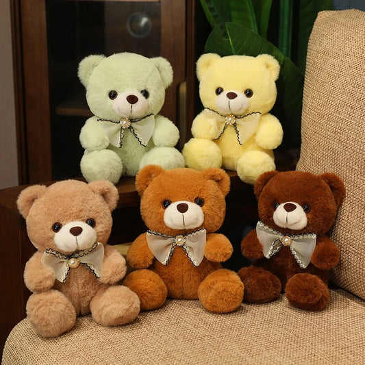 20Cm Nine Colour bow Bear Cute Bear Plush Toys Stuffed Cute Bear Doll Boys&Girls Appease Doll Kids Baby Birthday Gift