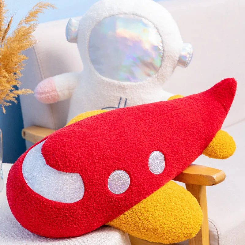 Cartoon Astronaut Spaceman Rocket Plane Plush Toys Spacecraft Simulation Space Series Stuffed Plush Doll Pillow Birthday Gifts