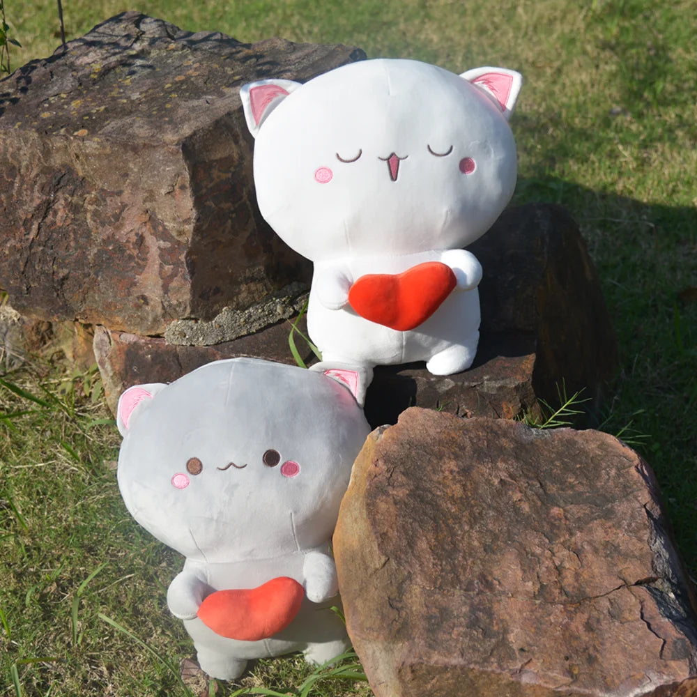 TreasuringU Lovely Cat Plush Dolls Kawaii Cartoon Cat with Love Heart Stuffed Toys Pillows Children Christmas Birthday Gifts