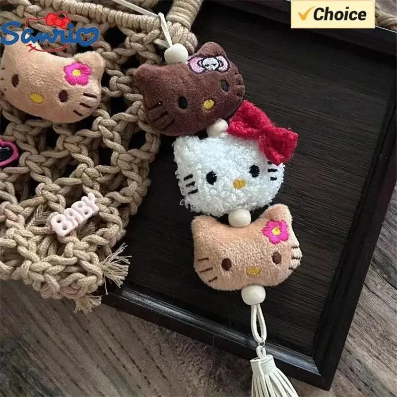 Sanrio Hello Kitty Plush Keychain Kawaii Children Anime Plushie Pendant Keyring Cute Women Bag Car Keychians Girl Birthday Gifts