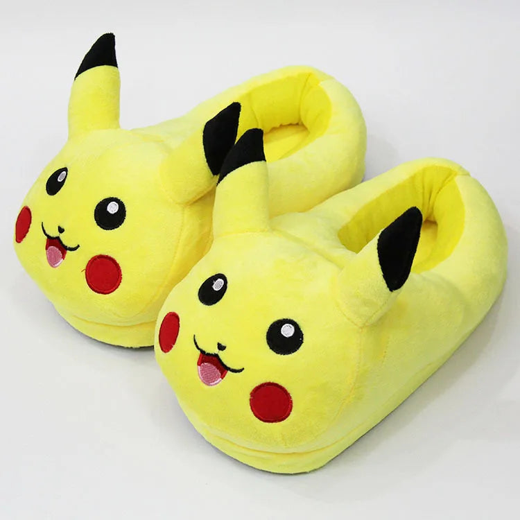 New Winter Anime Pokemon Pikachu Eevee Umbreon Simpson Kawaii Plush Soft Toys Adult Children Warm Slippers Home Indoor Shoes