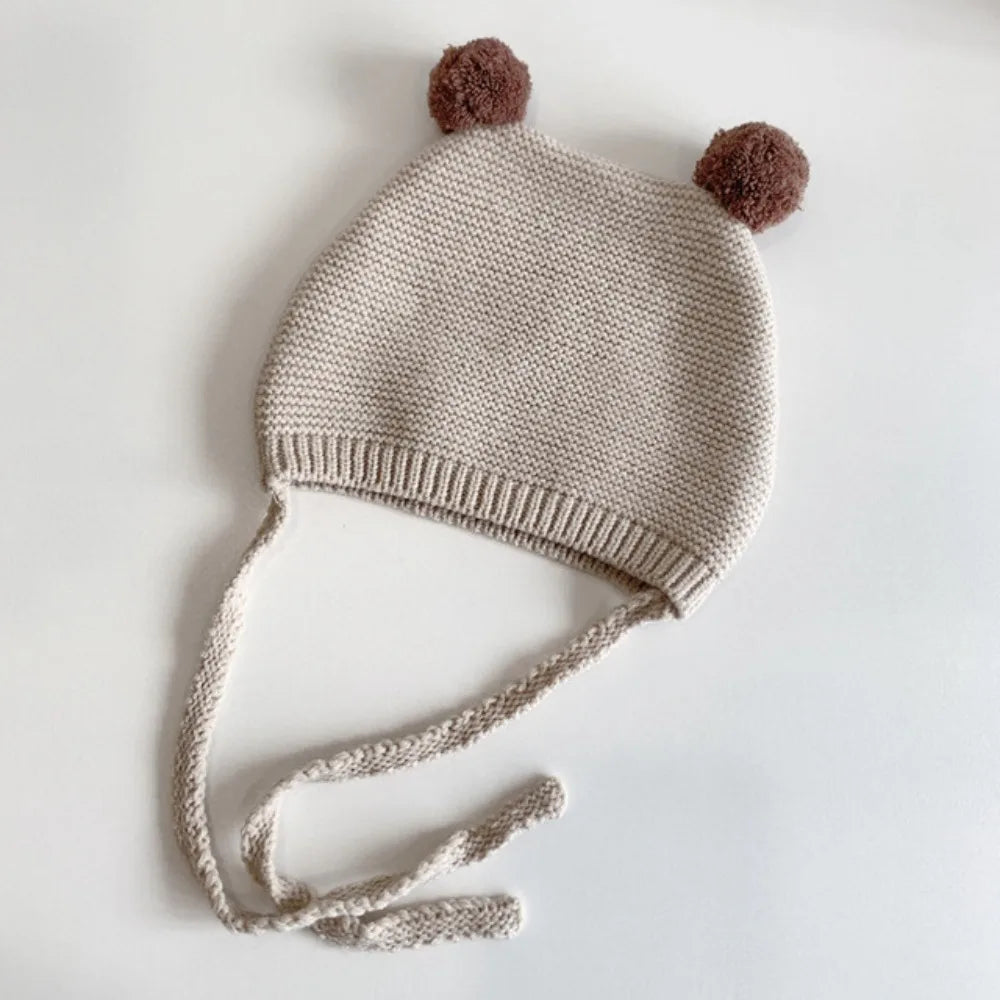 New Thickened Bonnet Caps Plush Knitted Ear Protection Cap Winter Warm Newborn Pullover Hat Outdoor