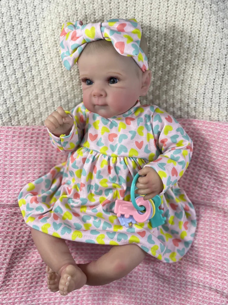 MRB 19 Inch Bettie Reborn Baby Doll Adorable Girl Vinyl Fabric Body Lifelike Painted Skin Art Collectible Doll Christmas Gift