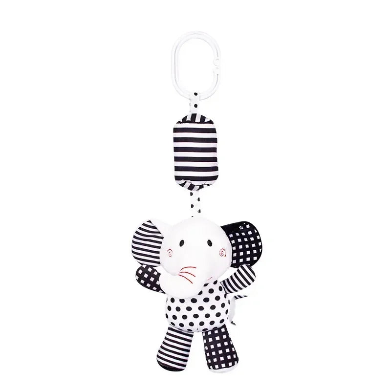 Stroller Bed Hanging Bell Plush Doll Baby Infant Rattles Newborn Black White Visual Grab Ability Training Toys игрушки для детей