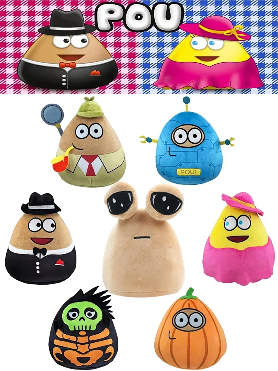 New 2024 color Pou Plush Cartoon Alien Toy Kawaii Stuffed Animal Doll Hot Game Figure Gifts for Fans 21CM