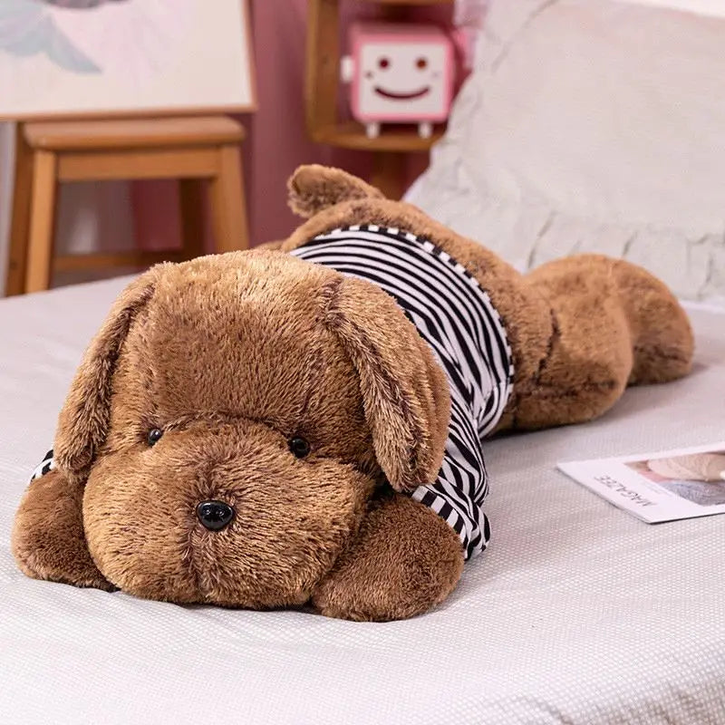 Giant Plush Toy Big Sleeping Dog Stuffed Striped T-shirt Puppy Dog Soft Animal Toy Soft Pillow Baby Girls Birthday Gift