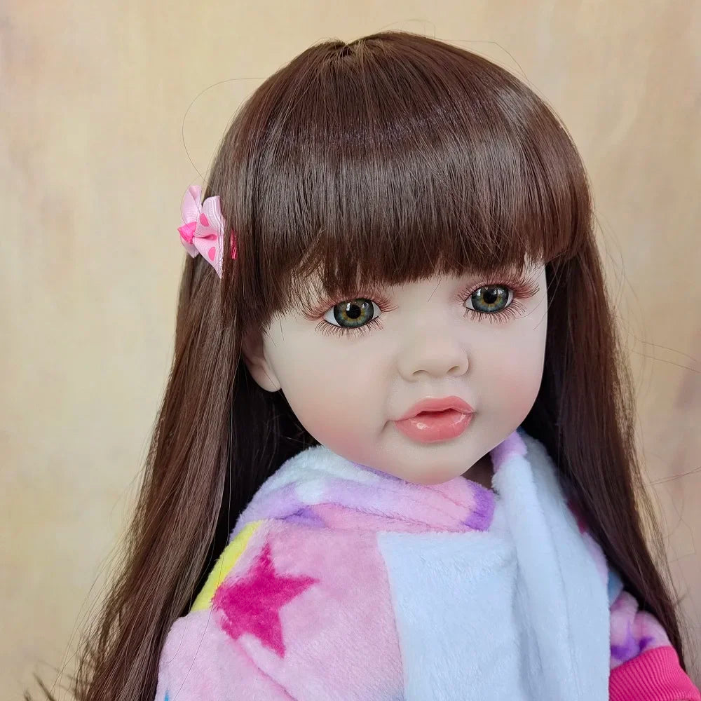 BZDOLL Lifelike 55cm 22inch Reborn Baby Girl Doll With Full Soft Silicone Body Alive Newborn Princess Toddler Bebe Birthday Gift