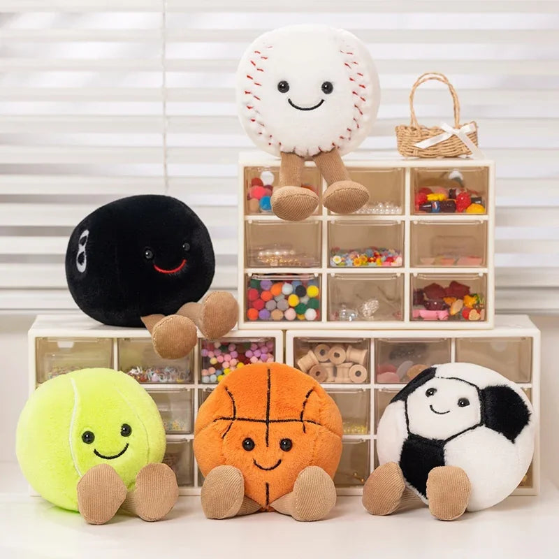 Super Cute Basketball Football Tennis Baseball Billiards Plush Toys Soft Stuffed Balls Pillow Players Souvenir Birthday Gift