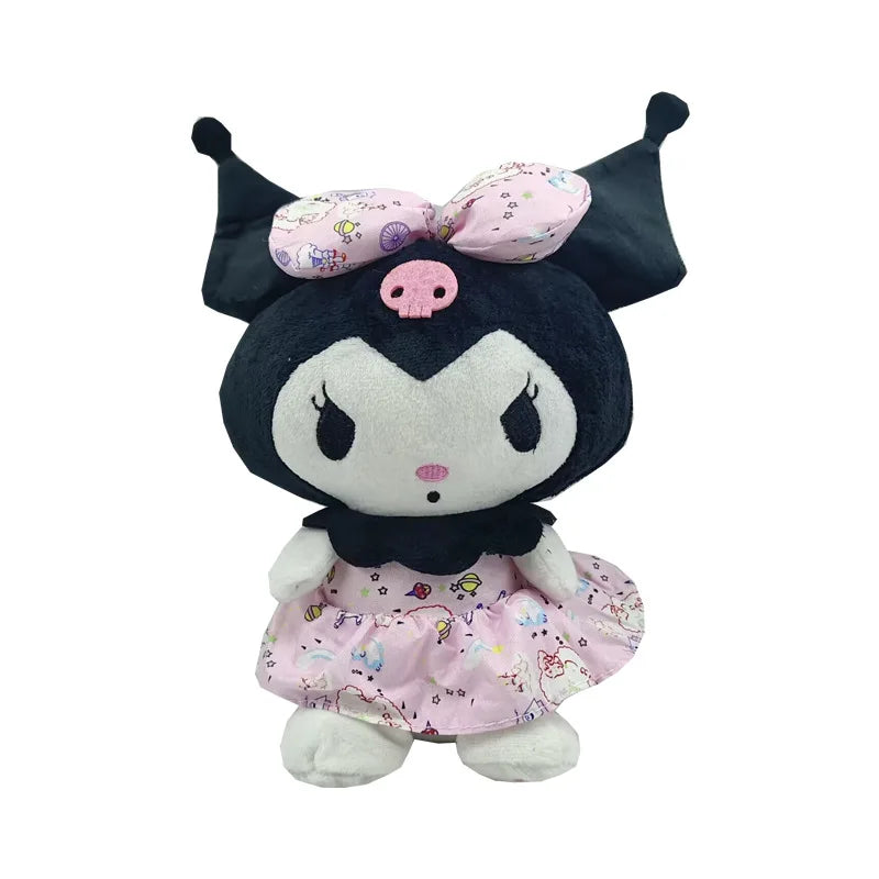 Kawaii 25cm Sanrio Jade Dog Kuromi Dressing Dolls Plush Toy Stuffed Animal Patung Dolls Birthday Gift for Girls Kids Boys