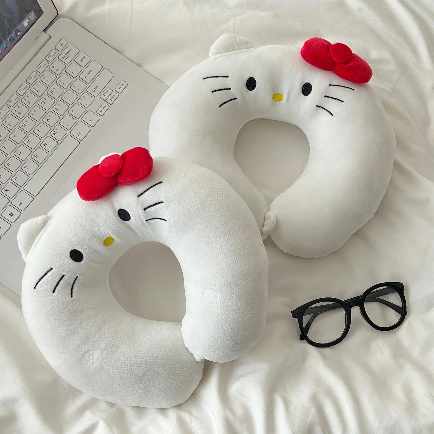 Cartoon Sanrio Hello Kitty U-shaped Neck Pillow Kawaii Japanese Style White Cat Travel Nap Pillow Airplane Office Gifts Girl