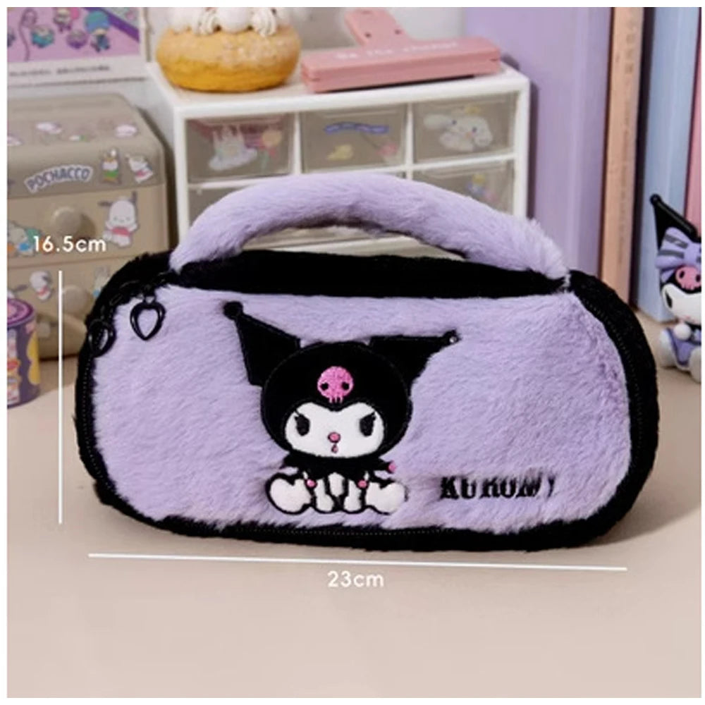 Cute Plush Cartoon Hello Kitty Travel Makeup Bag Girl Gift Kawaii Pochacco Kuromi Melody Student Stationery Pencil Case Supplies