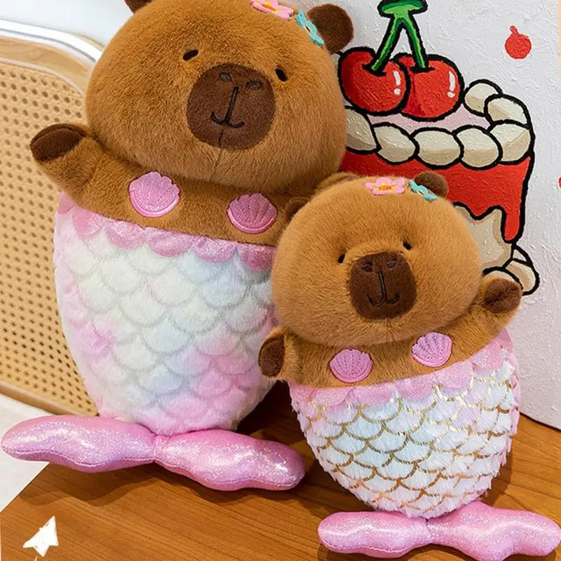 Stuffed Capybara Soft Mermaid Capybara Doll Cozy Capybara Plush Pillow Cute Soft Plush Capybara Plushie Stuffed Toys Doll