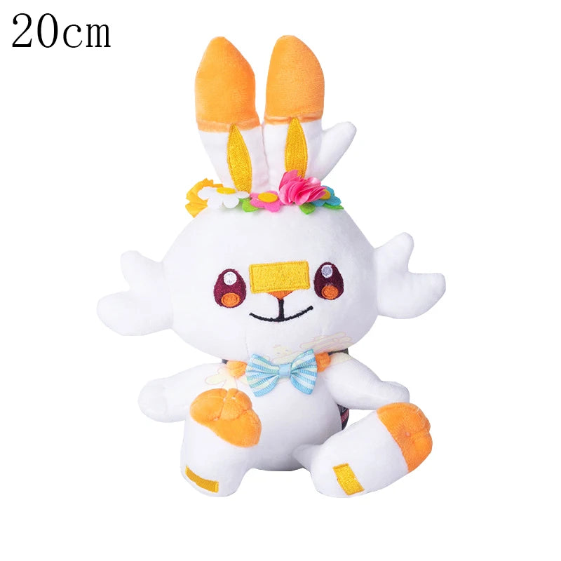 Original Pokemon Plush Easter Series Wreath Pikachu Eevee Scorbunny Sylveon Ponyta Pawmi Plushies Toys Hobbies Kids Xmas Gifts