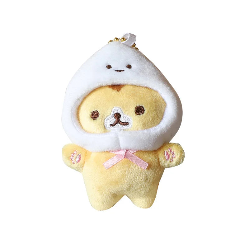 1pc Japanese Popular Cute Keyring Cute Yellow Bread Cat Toast Plush Pendant Keychain