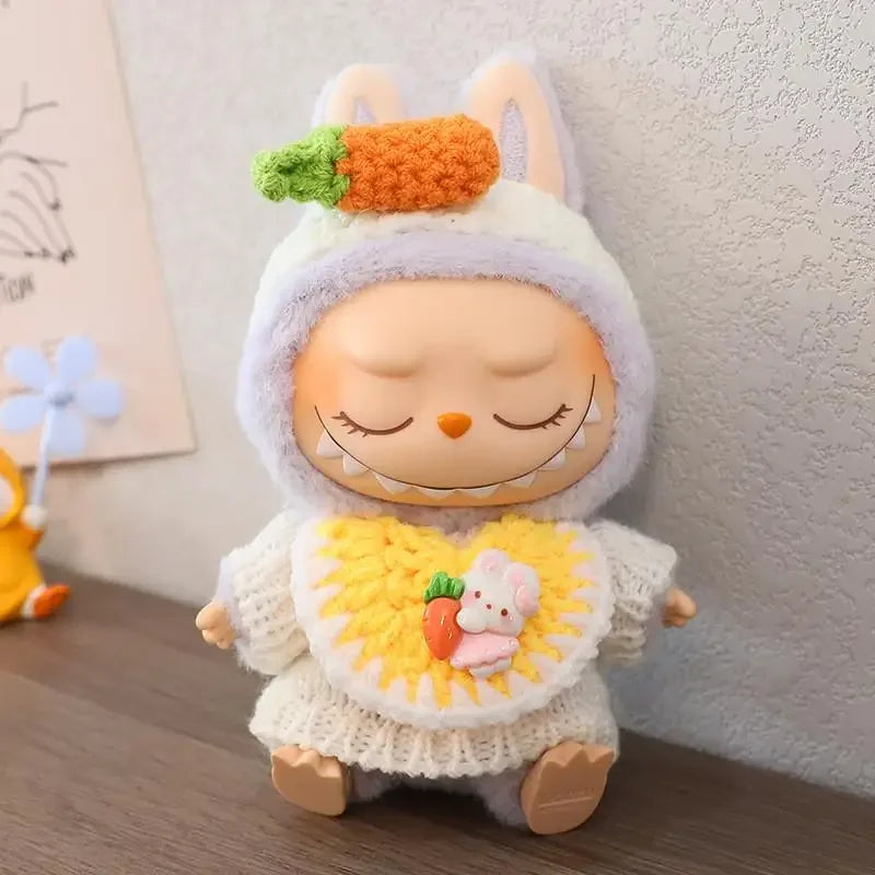 For 17cm labubu/Crybaby cloth doll accessories winter sweater outfit Hoodies Doll Clothes for labubu DIY