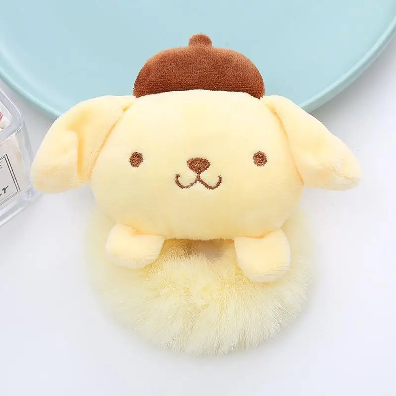 2024 New Sanrio Plush Hair Band Toy Cute Kuromi Hello Kitty Cinnamoroll My Melody Pompom Purin Headdress Kid Girl Birthday Gifts